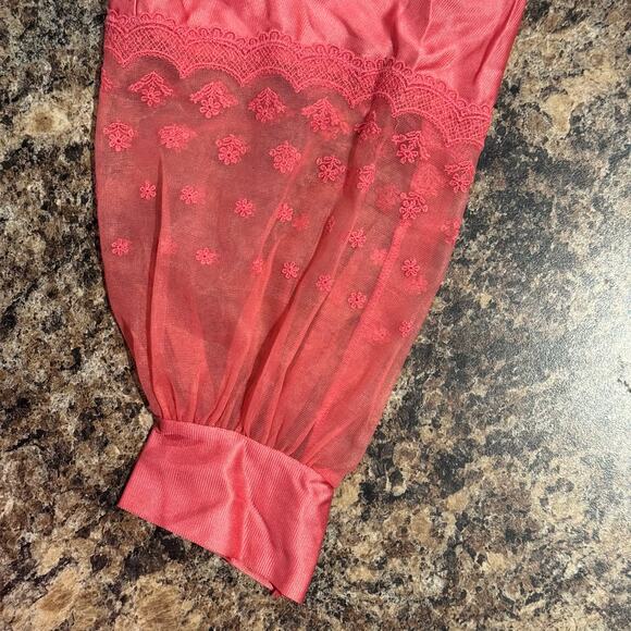 Vintage Robe Nightgown Slip Dress Coquette Romantic Balletcore Lace Pink Size PM - Picture 11 of 16